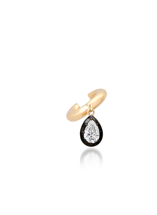 Beignets Pear Drop Lab Diamond Ear Cuff .5ctw