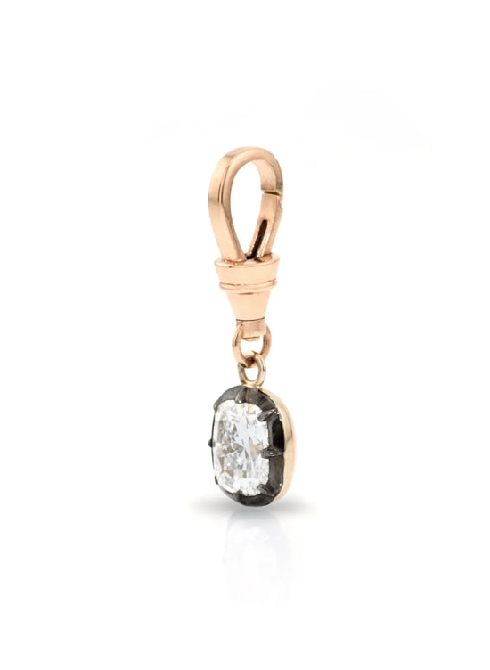 Bouton Lab-Grown Cushion Brilliant Diamond Pendant 2 ct With Dog Clip in 18kt gold side view