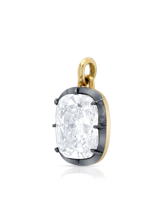 Bouton Lab-Grown Cushion Brilliant Diamond Pendant 3.5 ct in 18kt gold side view