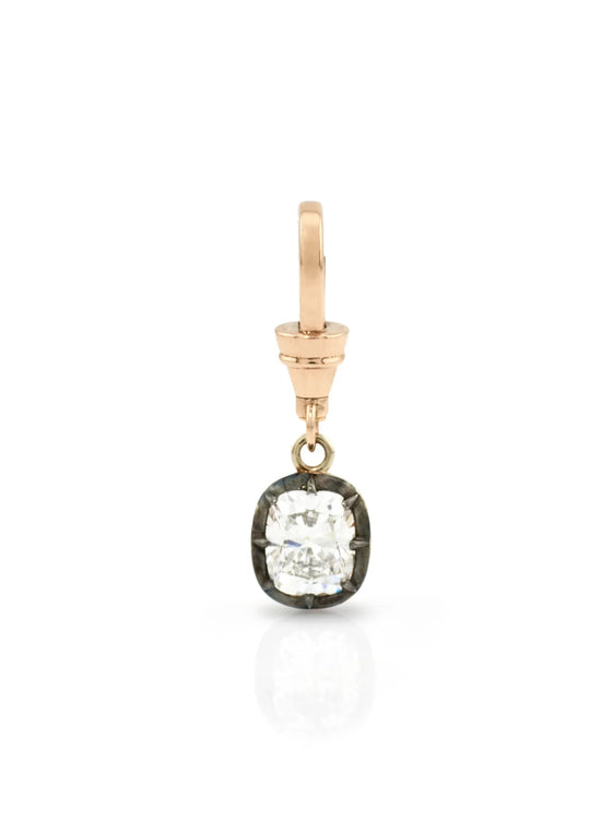Bouton Lab-Grown Cushion Brilliant Diamond Pendant 2 ct With Dog Clip in 18kt gold