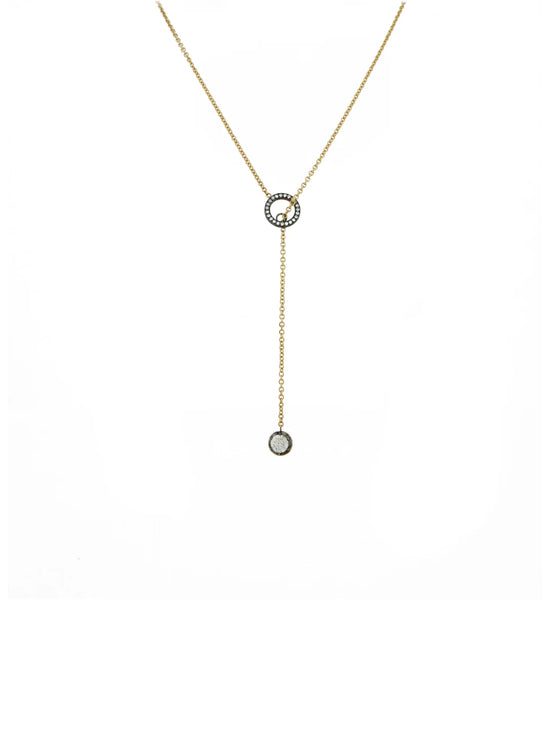Bouton Lab-Grown Diamond Button Back Set Lariat Necklace .65 ctw in 18kt gold