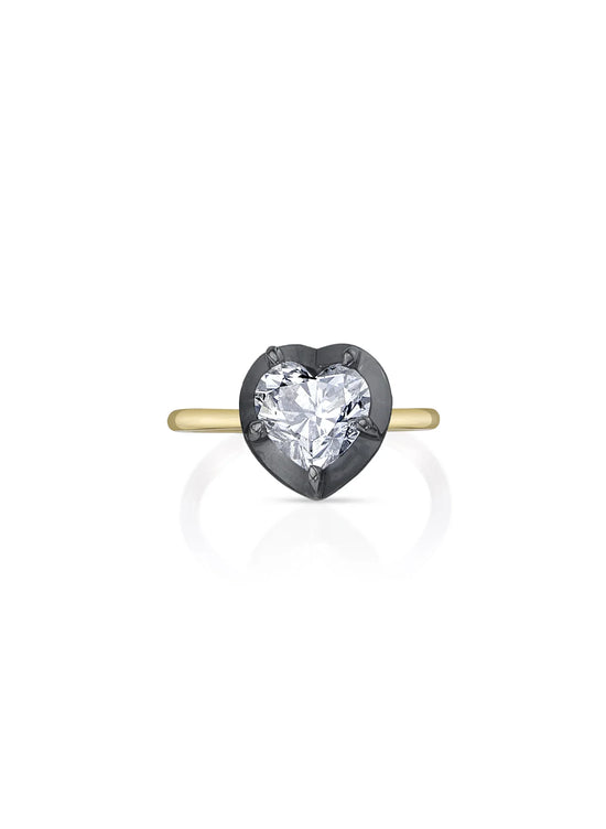 Bouton Heart Shape Lab-Grown Diamond Button Back Ring .5ctw