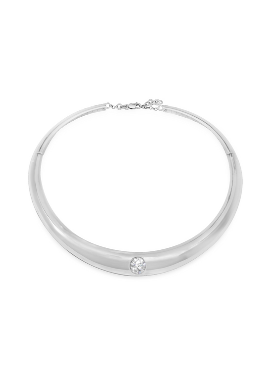 Beignet Tapered Sterling Silver Necklace with 4ct Lab Grown Diamond