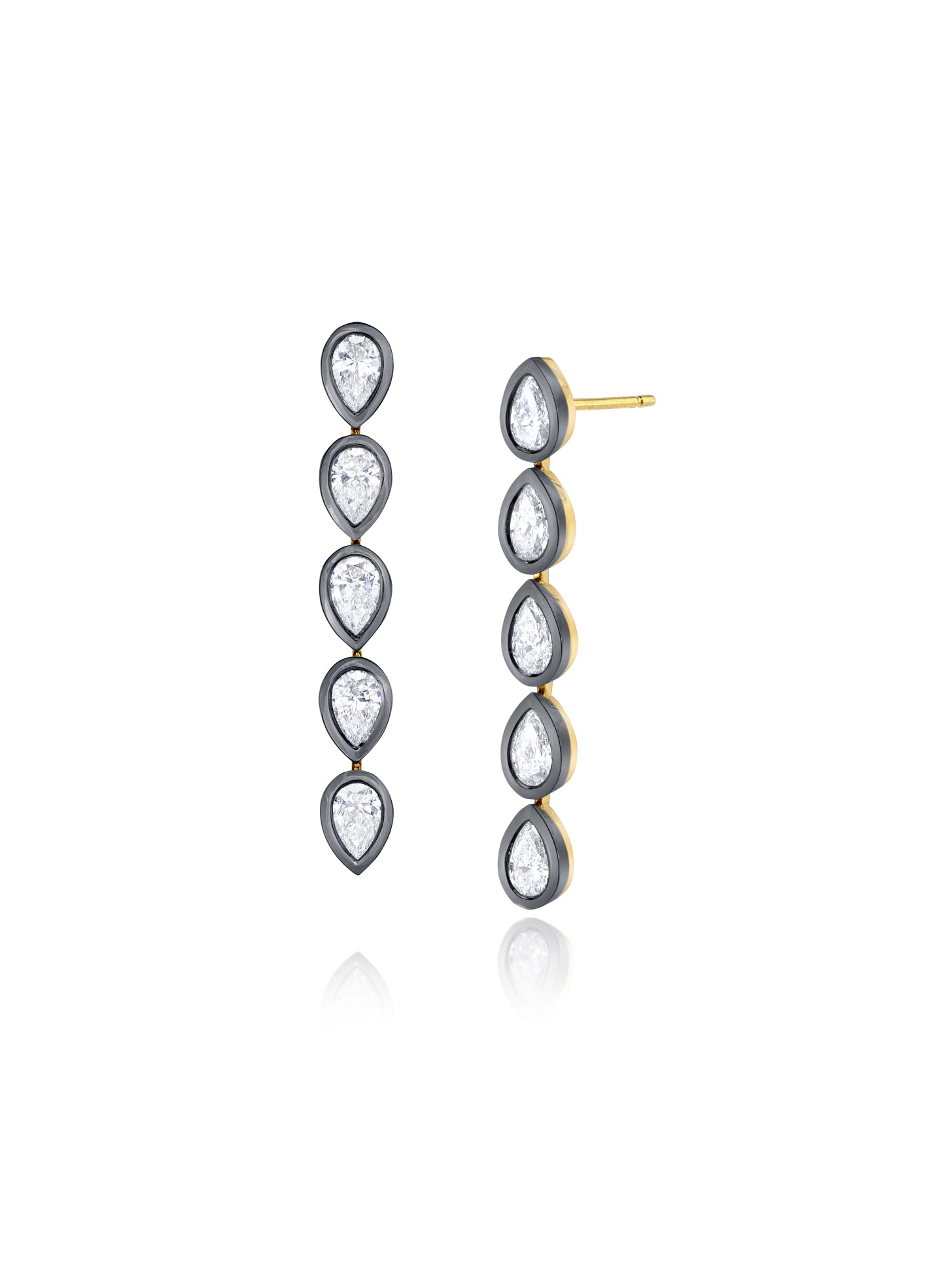 Lunette Lab-Grown Pear Shape Diamond Bezel Set Drop Pear Earring