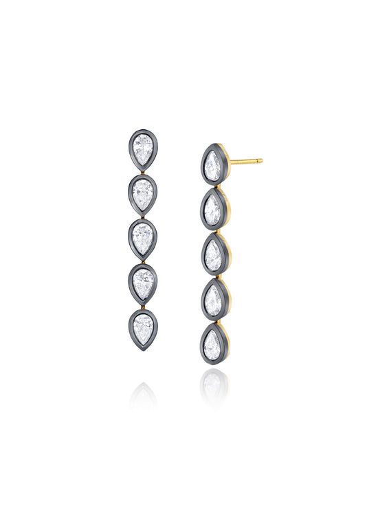 Lunette Lab-Grown Pear Shape Diamond Bezel Set Drop Pear Earring