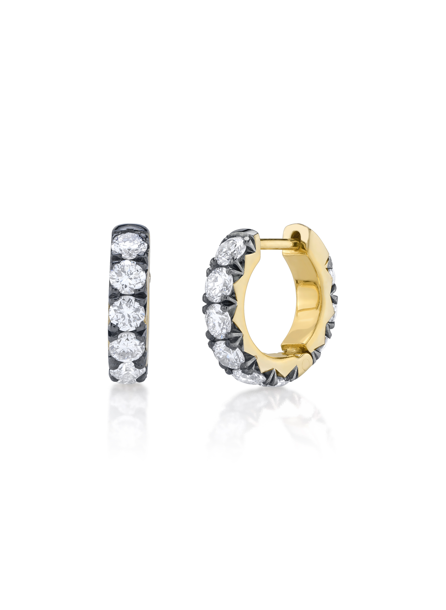 Pavé Lab Grown Diamond French Set Huggie Hoops