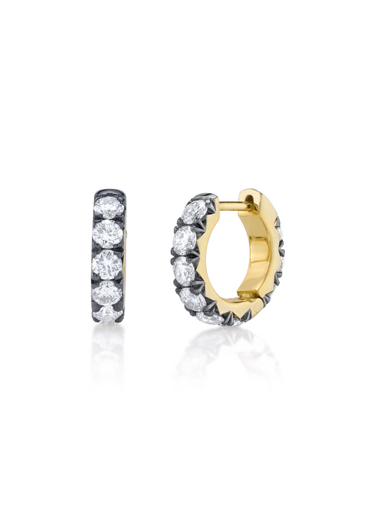 Pavé Lab Grown Diamond French Set Huggie Hoops