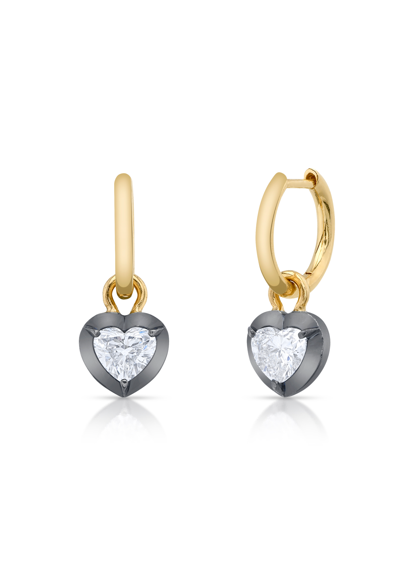 Bouton Lab-Grown Diamond Button Back Set Heart Shape Hoop