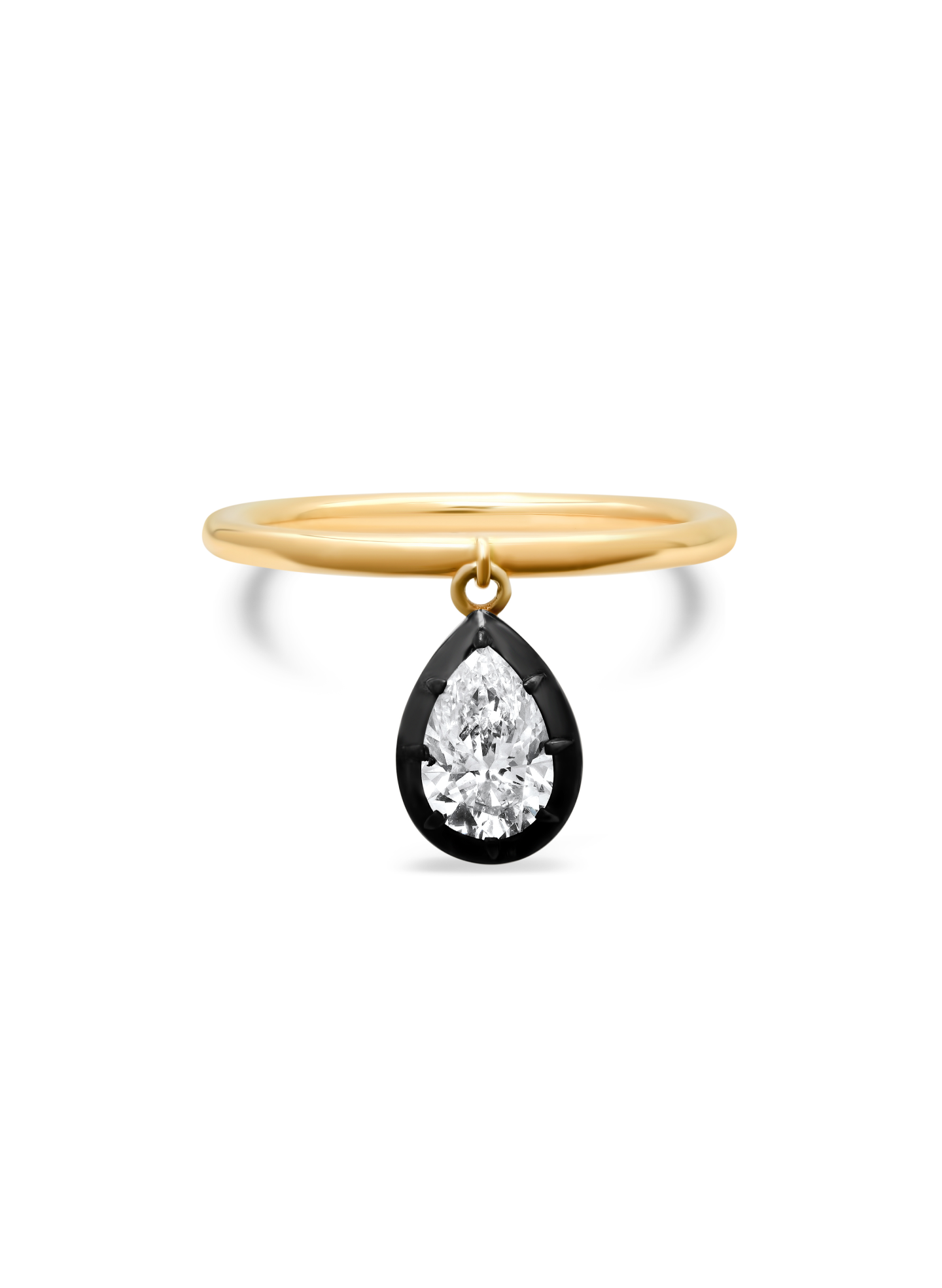 Bouton Dangle Ring with Pear Shape Lab Grown Diamond Charm