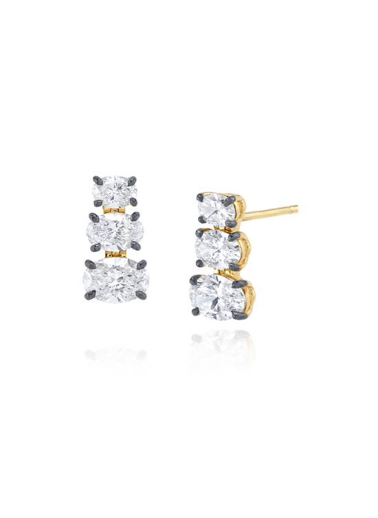 Classique Lab Grown Oval Diamond Drop East West Earrings