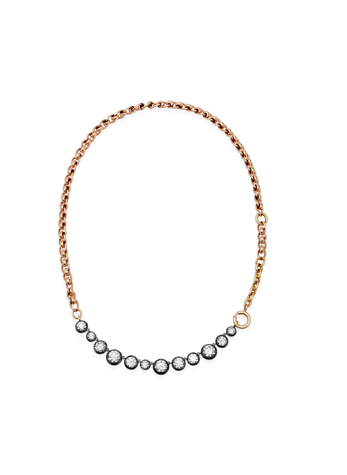 Vintage Victorian 18kt Rose Gold Chain with Lab Grown Diamonds (9.71ctw)