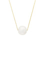 Freshwater Pearl Solitaire Necklace with .5ctw Lab-Grown Pear Shaped Diamond Charm zoomed in