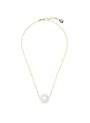 Freshwater Pearl Solitaire Necklace with .5ctw Lab-Grown Pear Shaped Diamond Charm