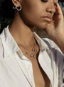 Classique Lab-Grown Diamond Garland Hoops Small in gold on model side view