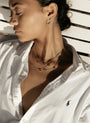 Classique Lab-Grown Diamond Garland Hoops Small in gold layered on model