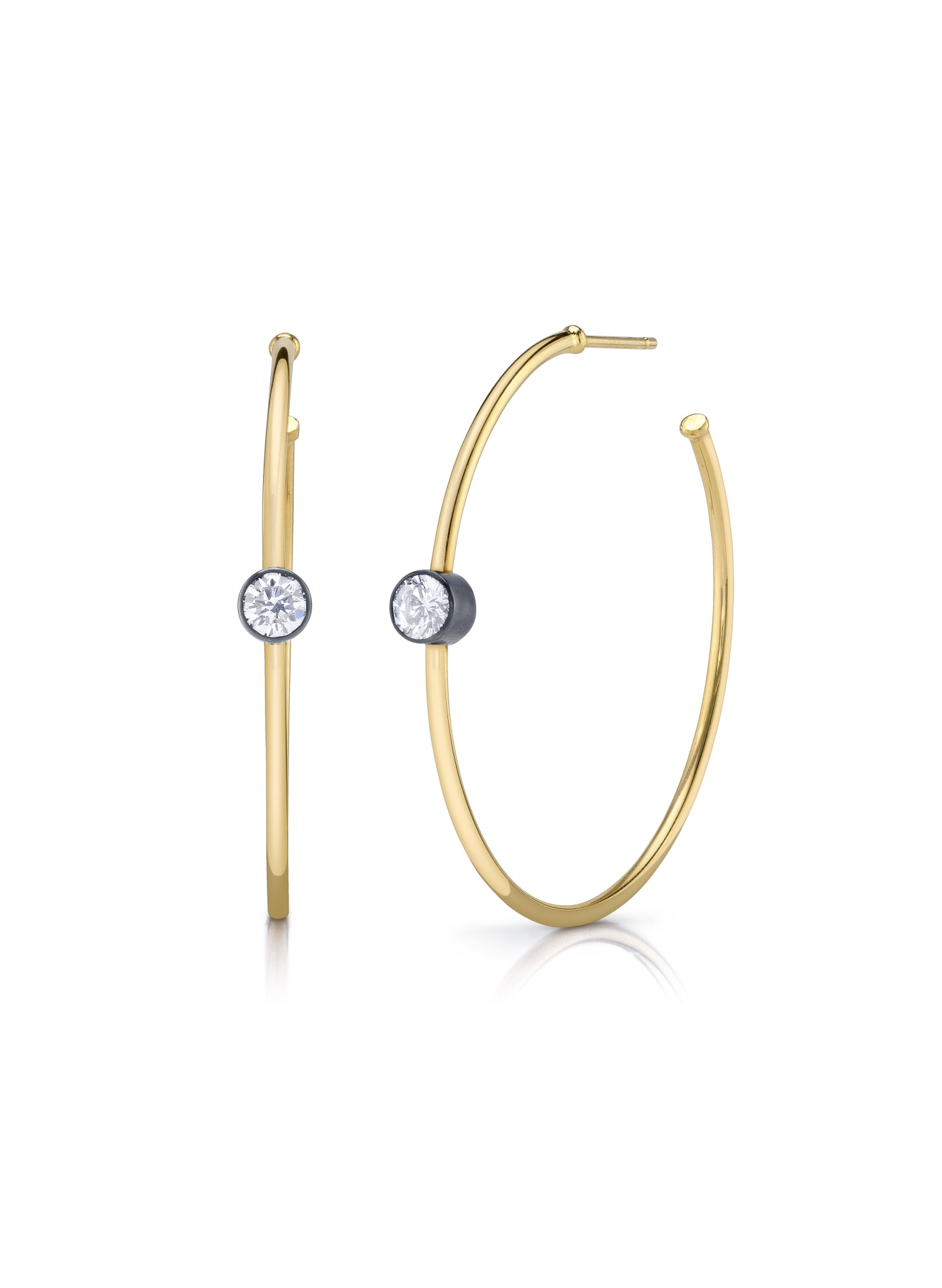 Lunette Gold and Lab Grown Round Brilliant Diamond Hoops