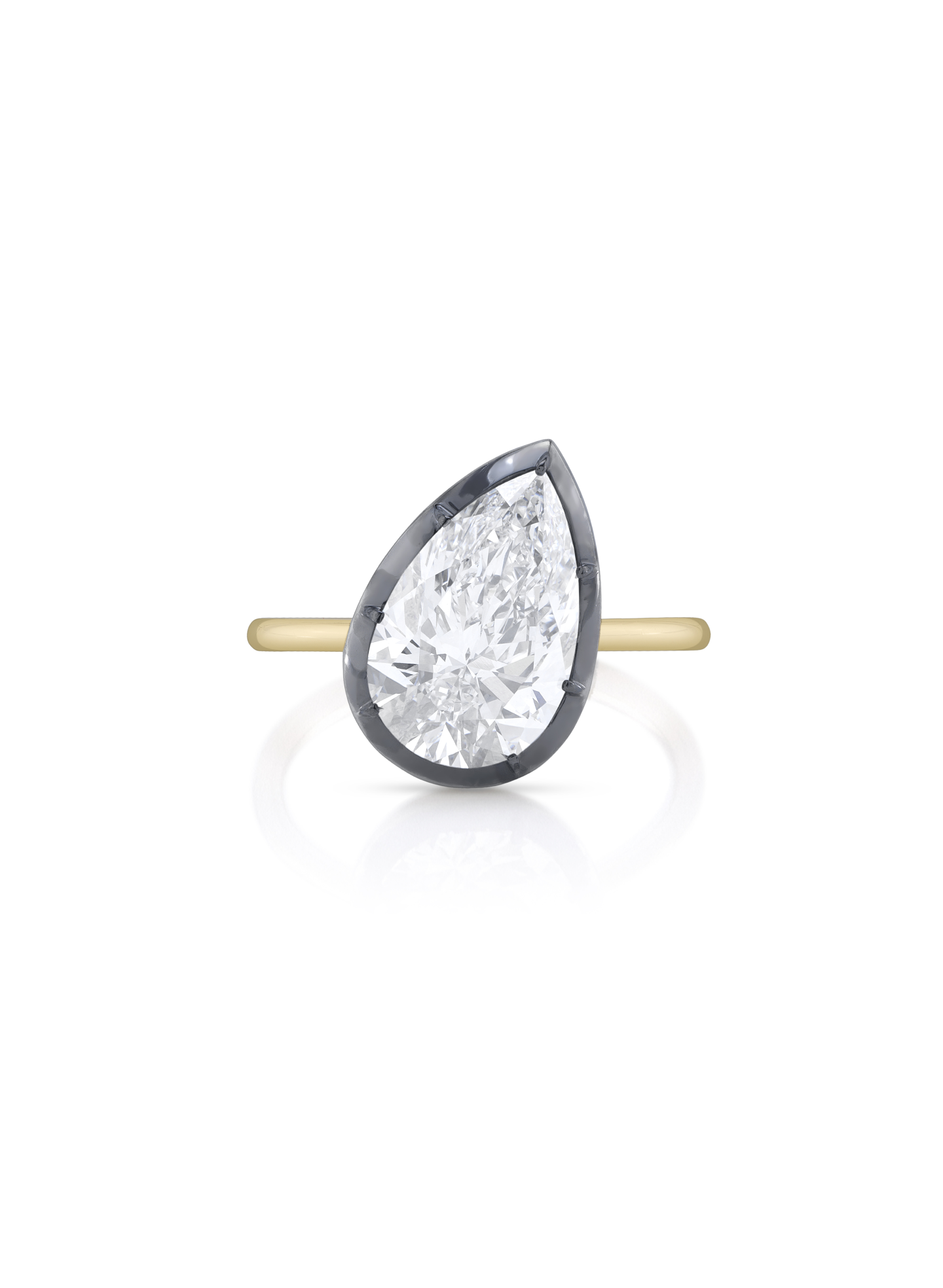 Bouton Lab-Grown Pear Shape Diamond Button Back Ring 3.6 ctw