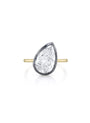 Bouton Lab-Grown Pear Shape Diamond Button Back Ring 3.6 ctw in 18kt gold front view
