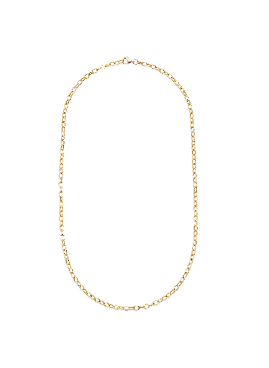 Elongated-link 18kt yellow gold belcher chain necklace