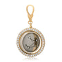 Pavé Vintage Inspired Personalized Coin Holder Pendant - Medium - in 18kt gold with black rhodium gold center side view
