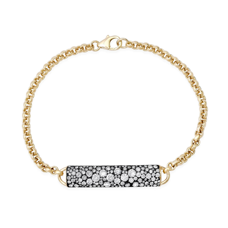 Pave lab-grown diamonds and 18kt gold identity bracelet