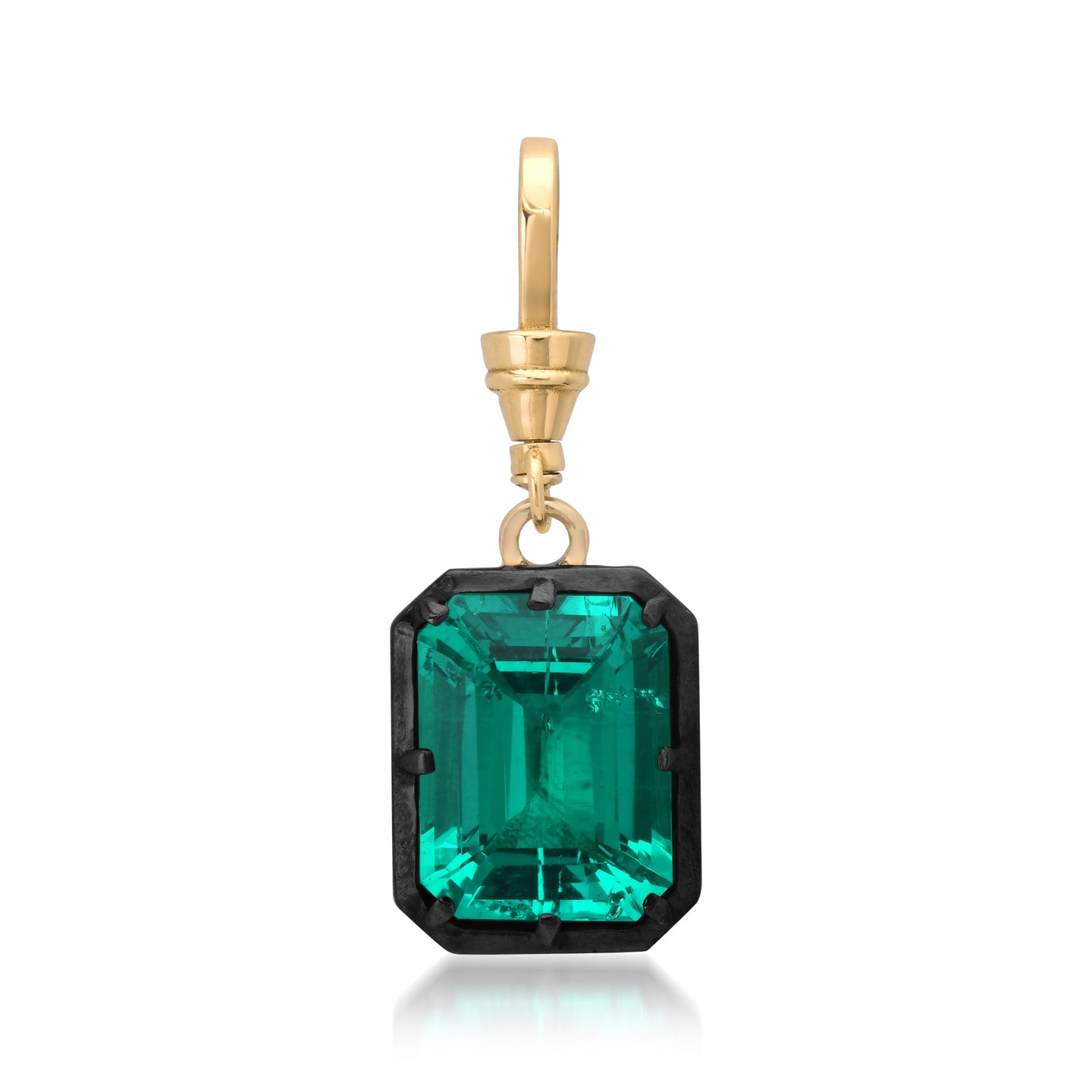 Bouton Re-crystalized Emerald Shaped Emerald Pendant 6ct In 18kt Gold With Dog Clip