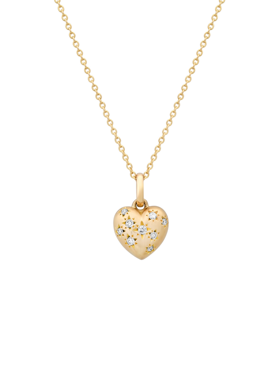 L'etoile brushed 18kt gold heart pendant with lab-grown diamonds