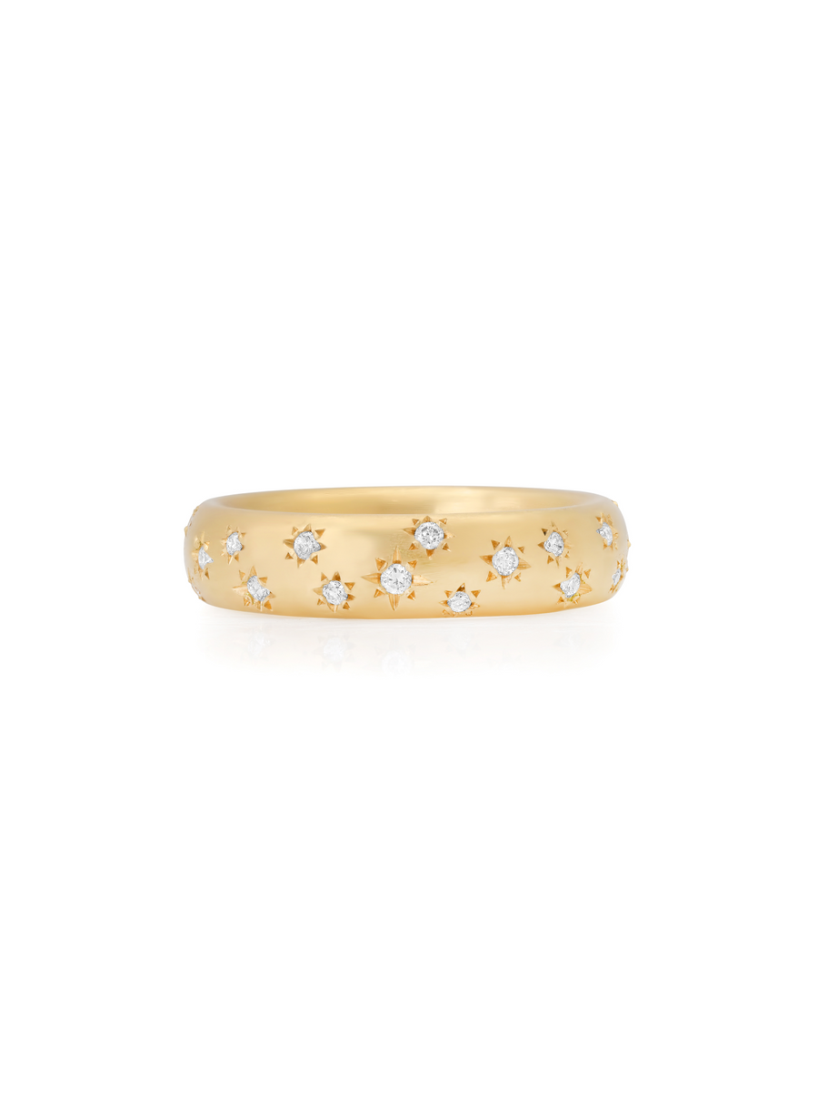 L'etoile brushed 18kt gold band with lab-grown diamonds