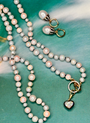 La Mer Akoya Pearl and Lab Grown Pavé Diamond 18 kt Gold Hoop Earrings