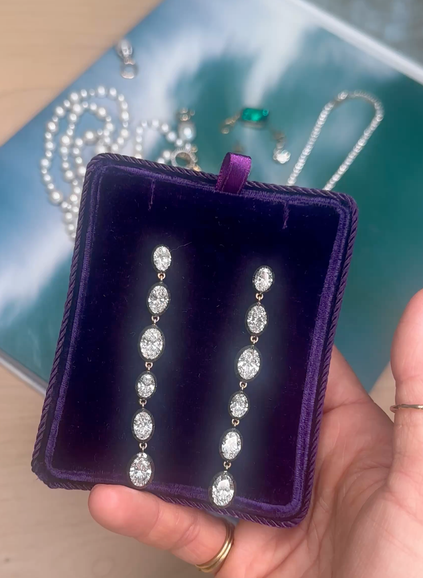 Bouton Lab-Grown Oval Diamond 14ctw Drop Duster Earrings