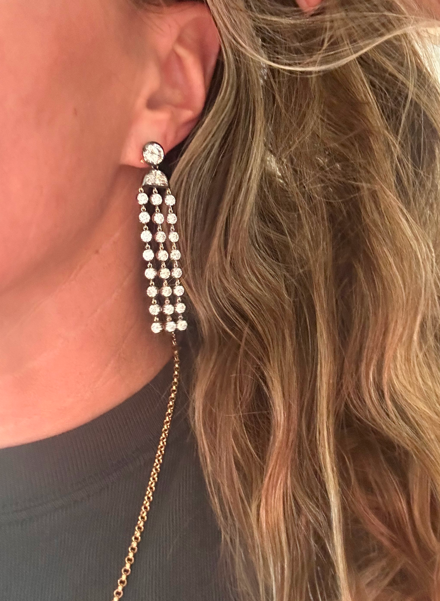 Le Lustre Convertible 16ctw Lab Grown Diamond and 18kt Gold Chandelier Earrings