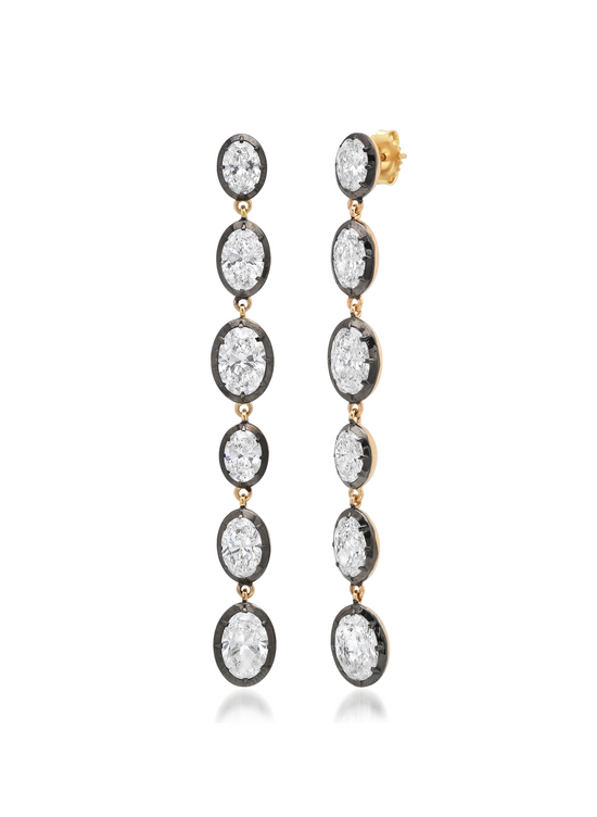 Bouton Lab-Grown Oval Diamond 14ctw Drop Duster Earrings