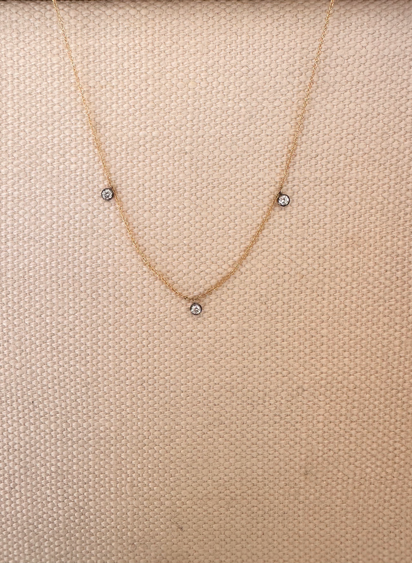 Le Marais Round Brilliant Lab Grown Three Stone Diamond Necklace
