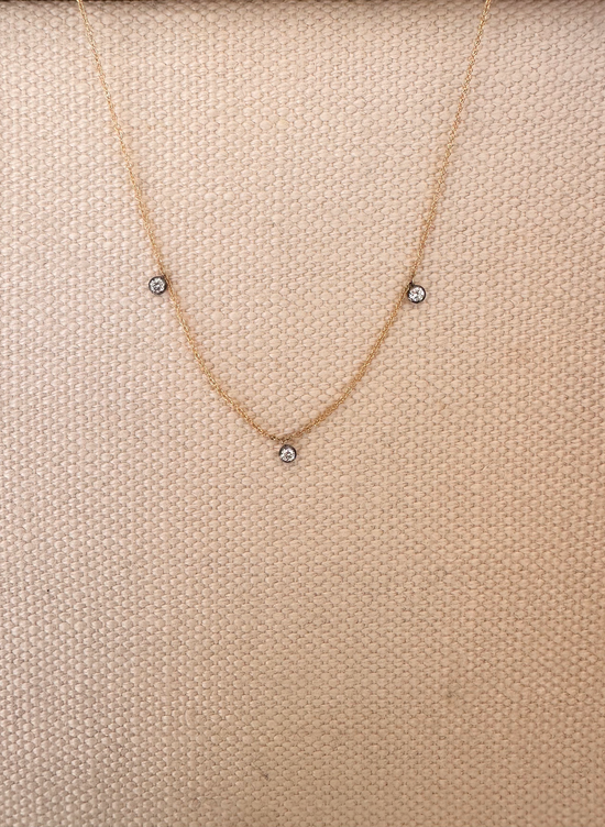 Le Marais Round Brilliant Lab Grown Three Stone Diamond Necklace