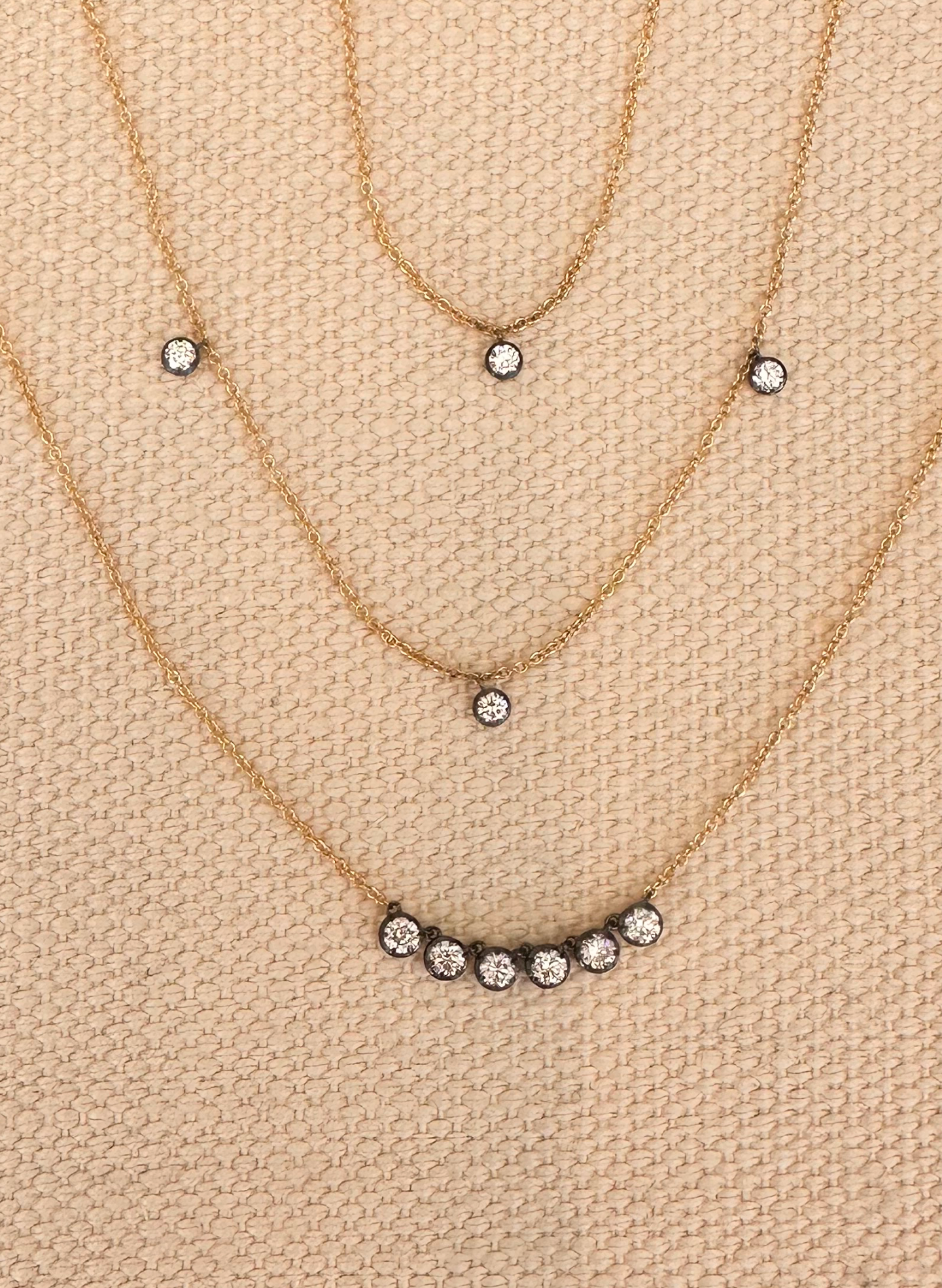 Le Marais Round Brilliant Lab Grown Three Stone Diamond Necklace