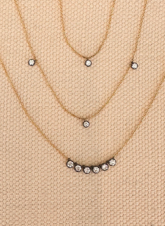 Le Marais Round Brilliant Lab Grown Three Stone Diamond Necklace