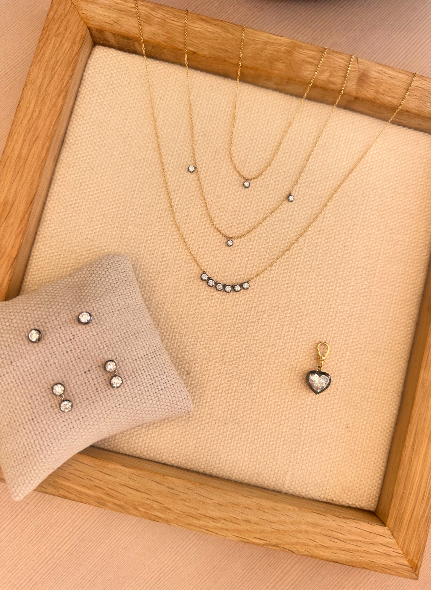 Le Marais Round Brilliant Lab Grown Three Stone Diamond Necklace