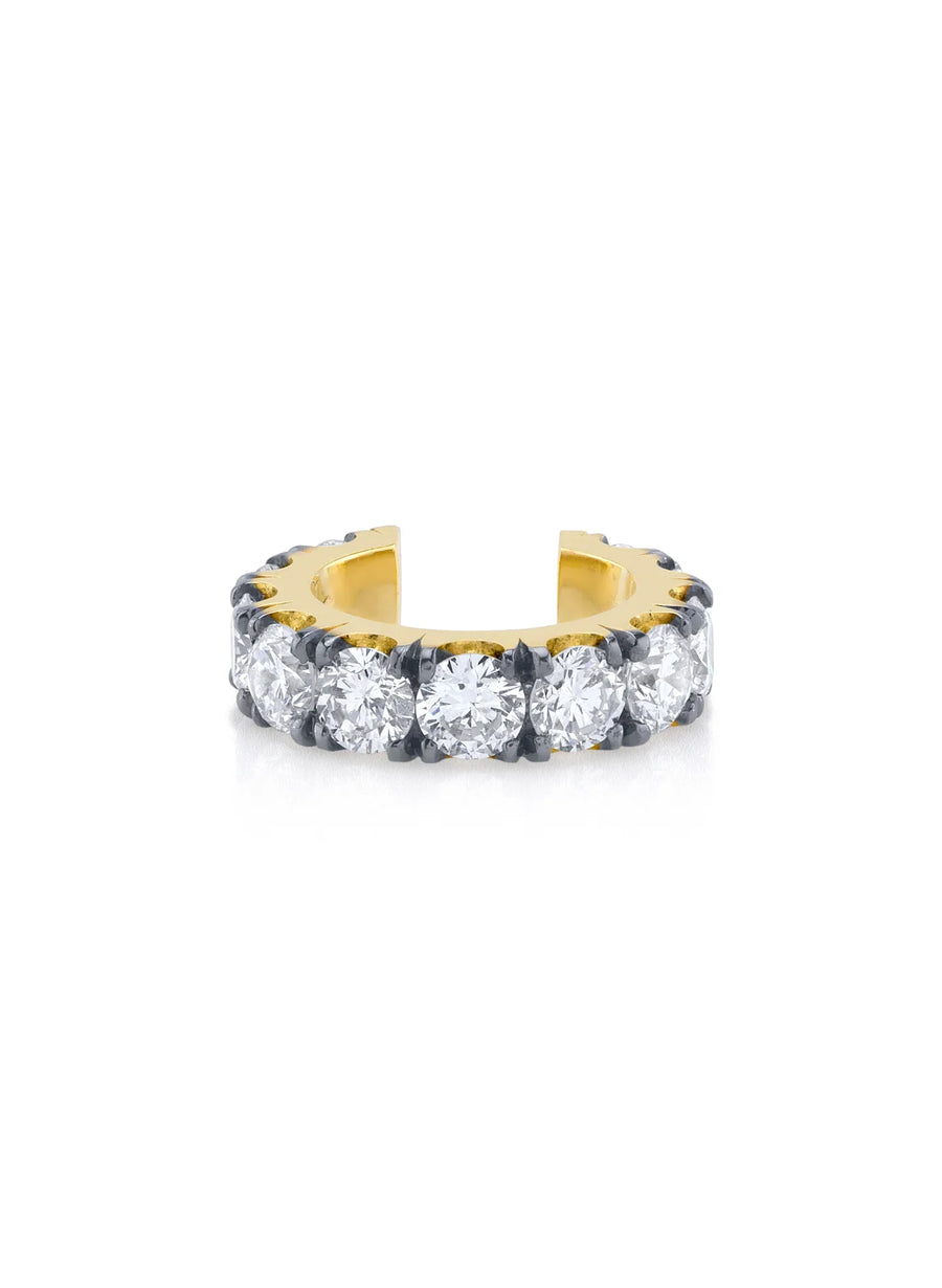 Pavé Lab Grown Diamond French Set Ear Cuff in 18kt gold side view