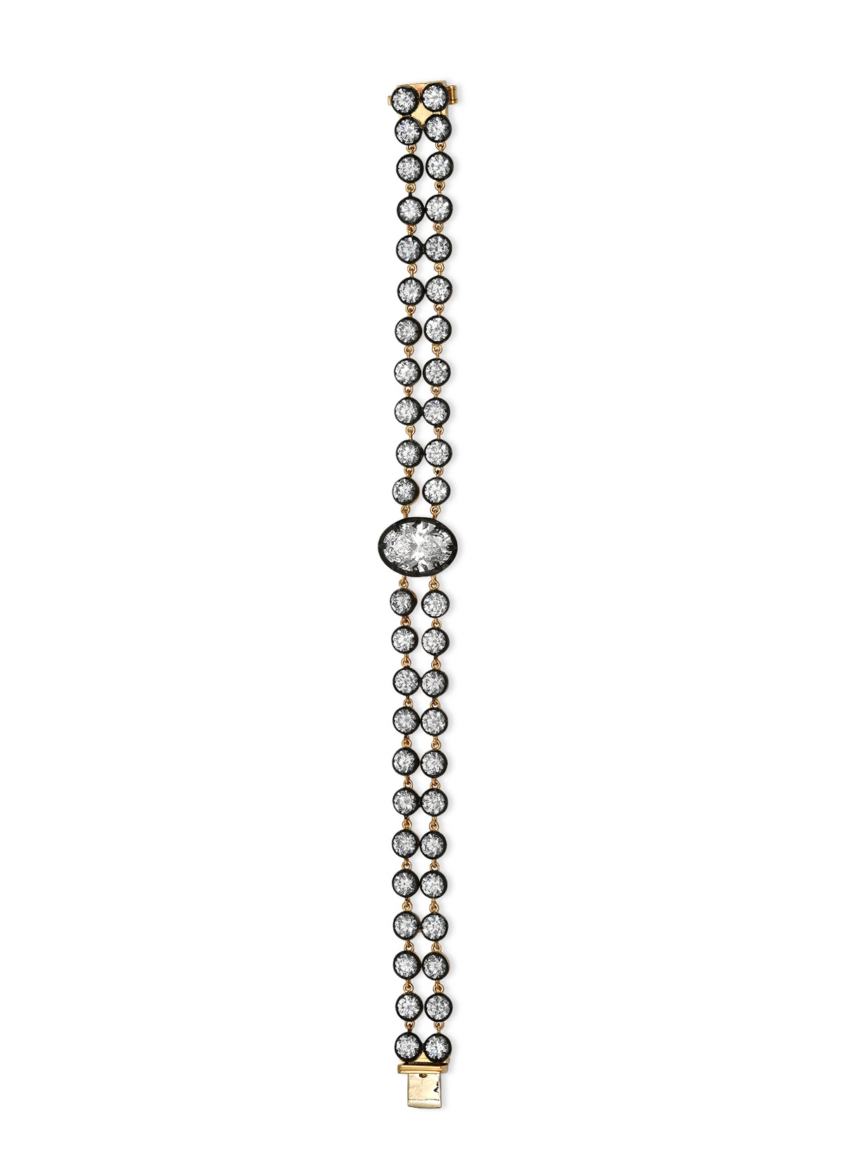 Double row lab-grown diamond bracelet in 18 karat yellow gold, Le Lustre setting