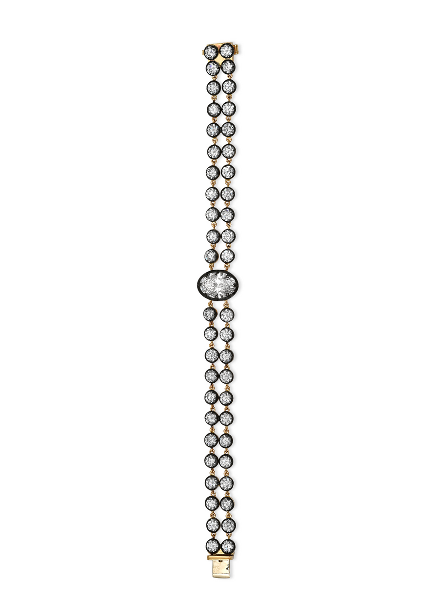 Double row lab-grown diamond bracelet in 18 karat yellow gold, Le Lustre setting
