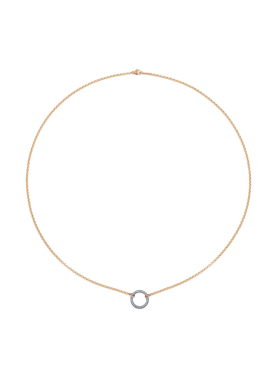 Belcher 18 karat 24" Rose Gold Chain with Lab Grown Pavé Diamond Clasp
