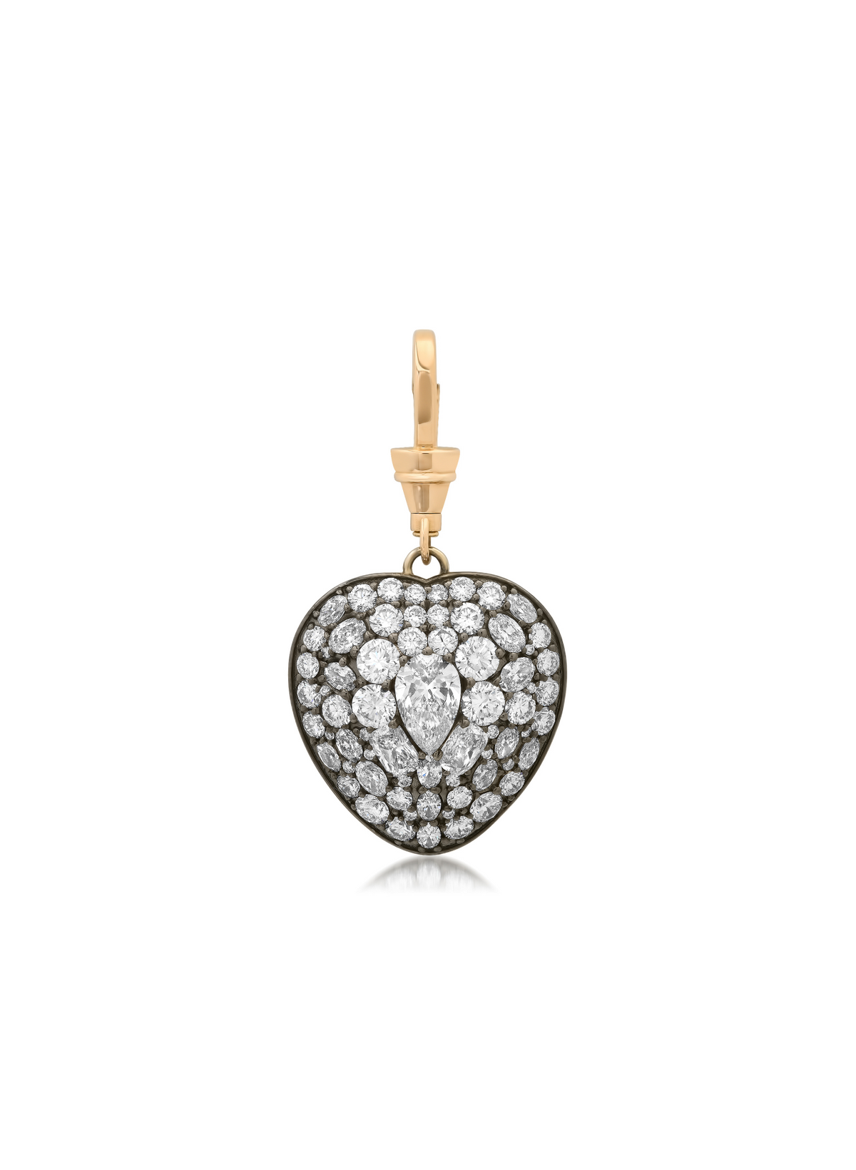 Pavé lab-grown diamond heart locket with swivel fob clasp