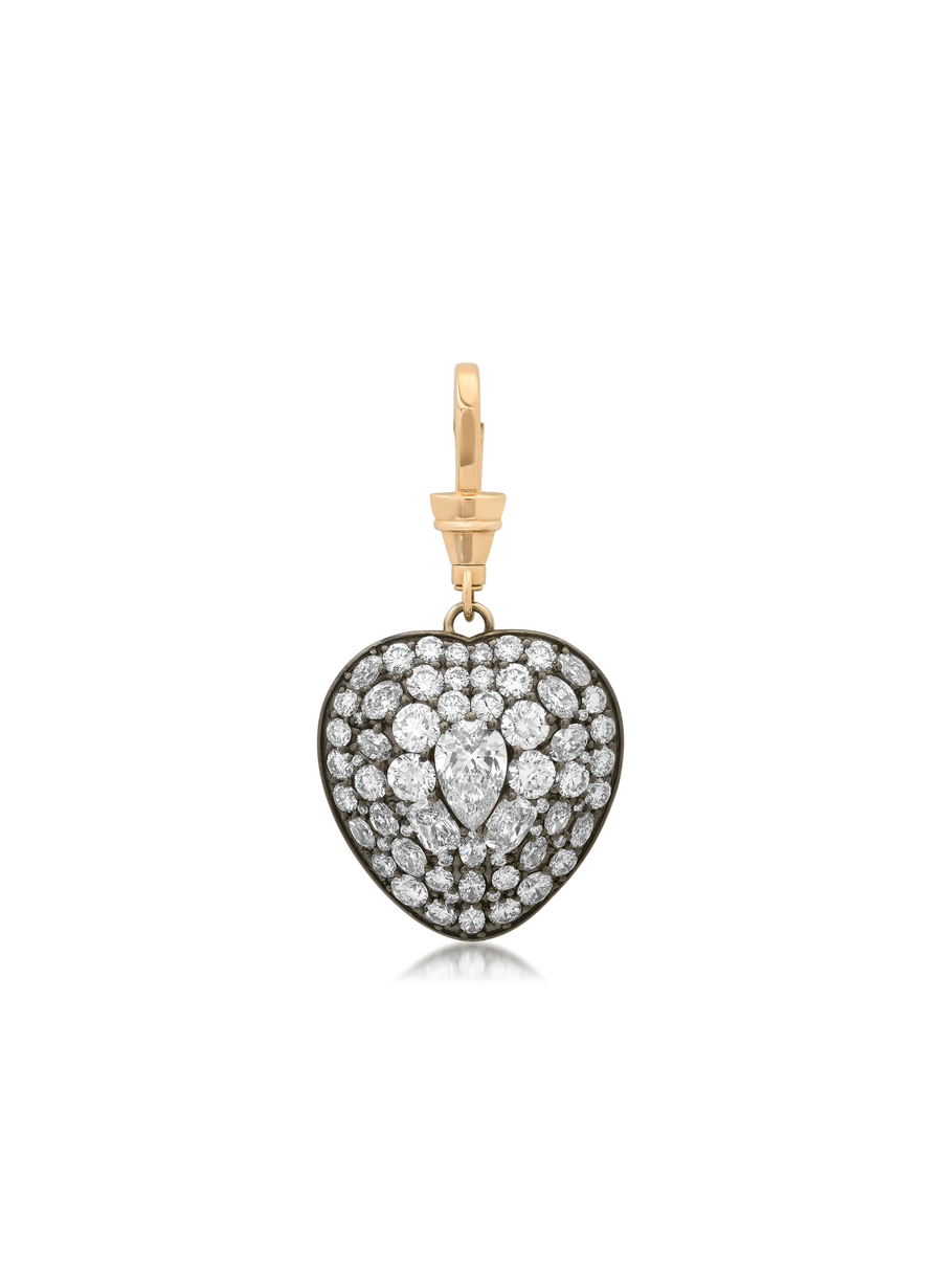 Pavé lab-grown diamond heart locket with swivel fob clasp
