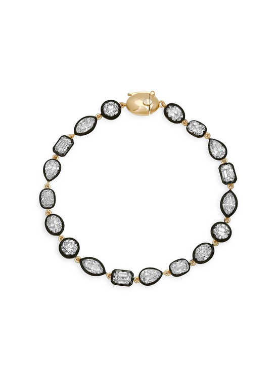 Multi shape lab-grown diamond rivière bracelet in 18 karat yellow gold, Bouton cut-down setting