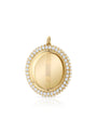 Pavé Vintage Inspired Personalized Coin Holder Pendant - Medium - in 18kt gold with gold center side view