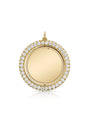 Pavé Vintage Inspired Personalized Coin Holder Pendant - Medium - in 18kt gold with gold center