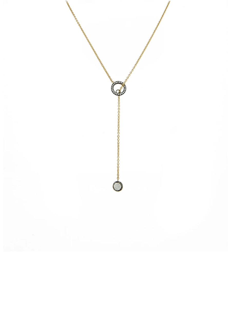 Bouton Lab-Grown Diamond Button Back Set Lariat Necklace .65 ctw in 18kt gold