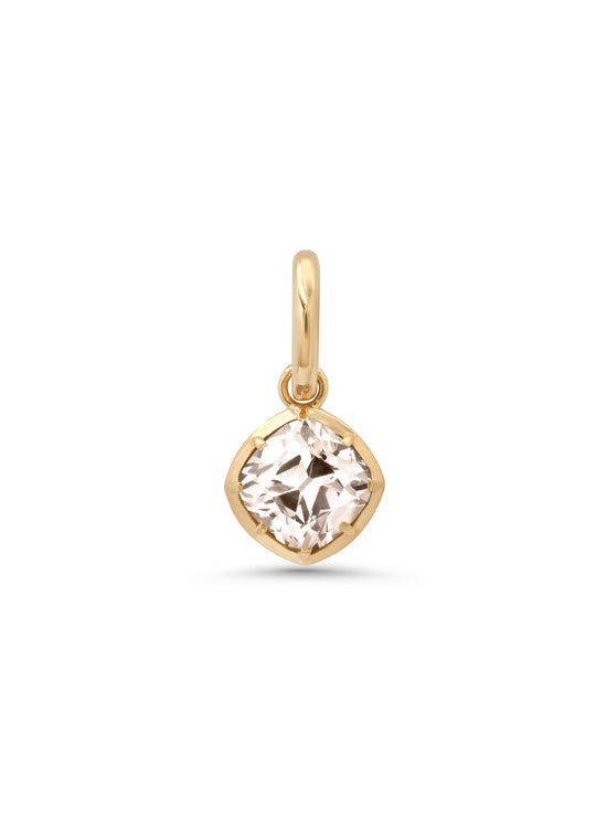 Bouton Antique Cushion Cut Champagne Diamond Charm Pendant