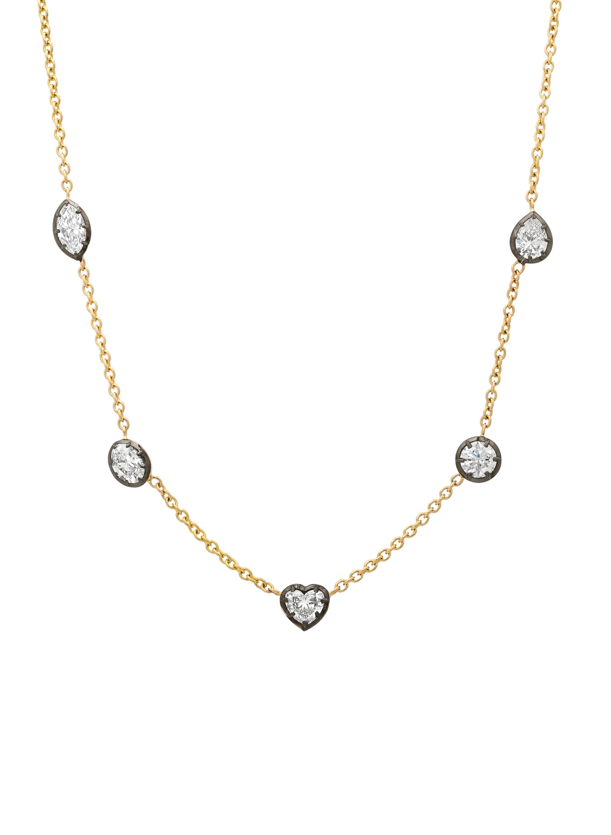 Bouton Mixed Shape  Lab-Grown Diamond Five Station Necklace 2.5ctw
