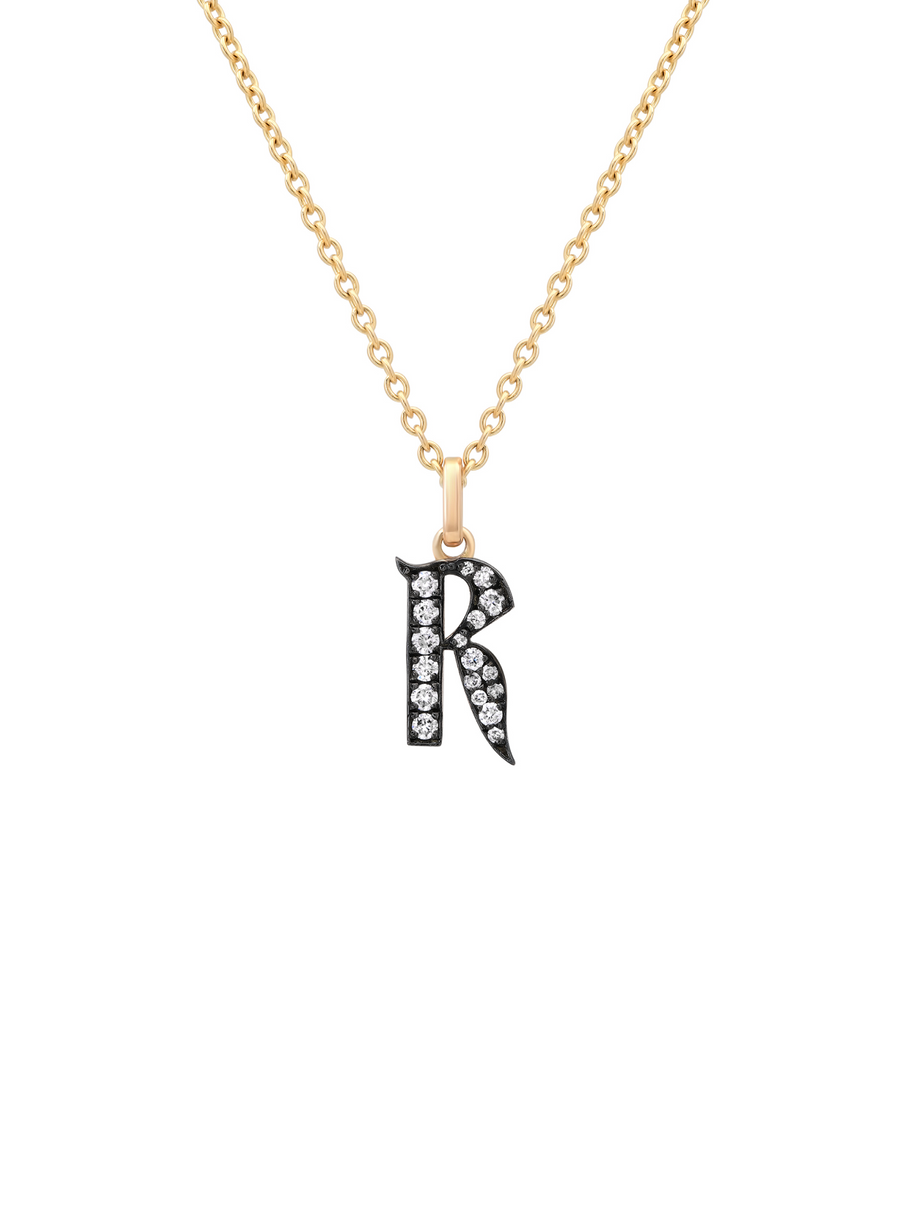 L'alphabet gothic-style lab-grown diamond initial pendant in 18kt gold